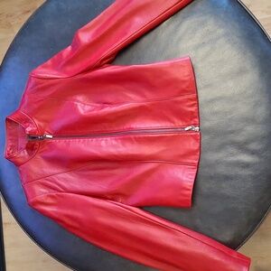Soft Sexy Red Leather Jacket
